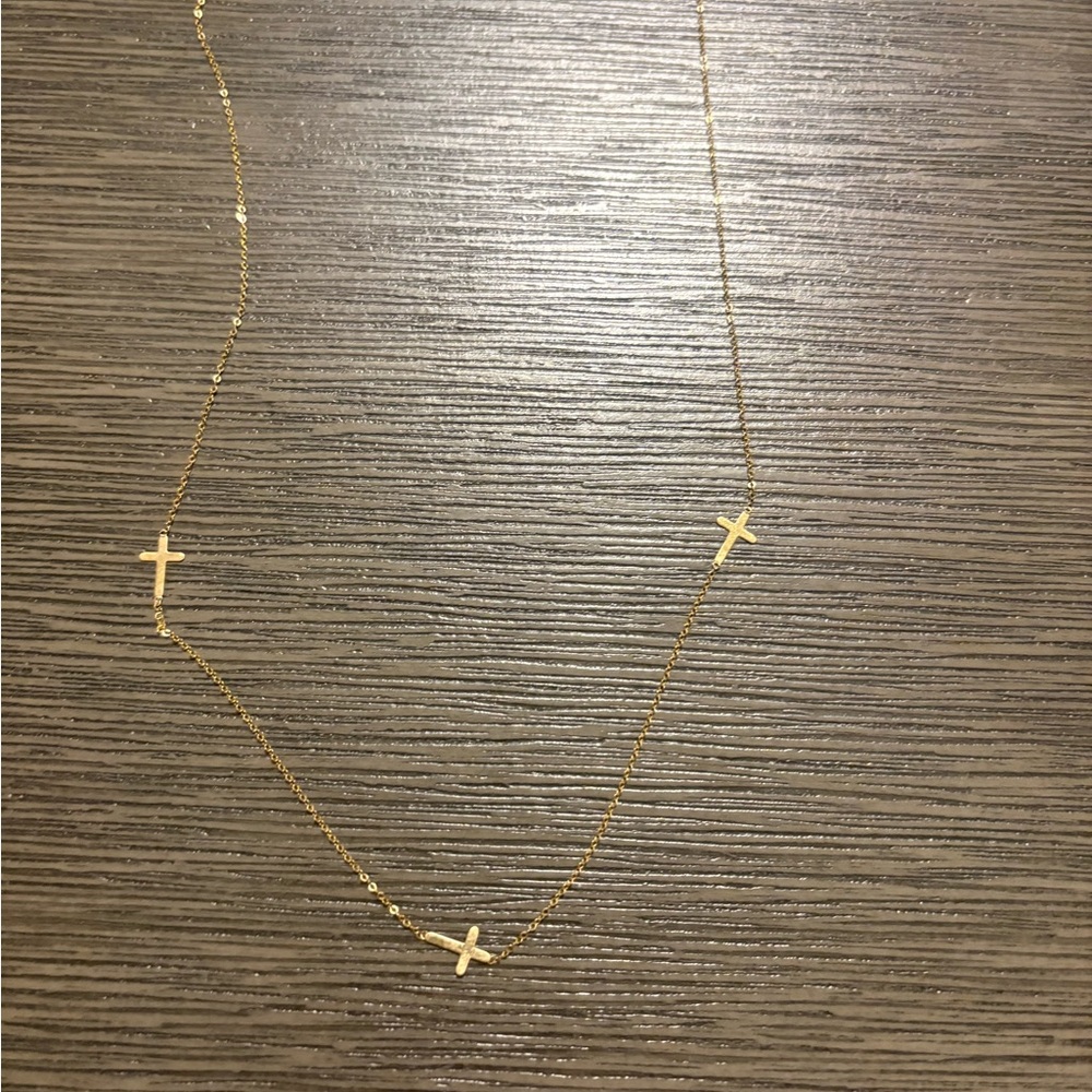 Gold Cross Station Necklace - Delicate Women's Jewelry